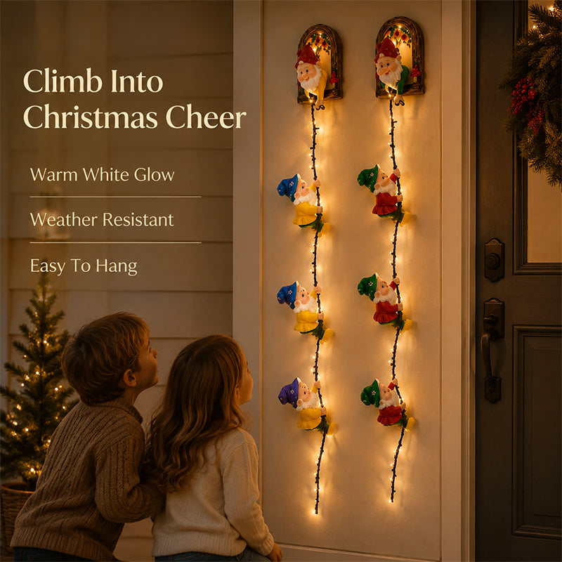 🎄  Climbing Gnome Christmas String Lights, Indoor Outdoor Wall Hanging Holiday Decor