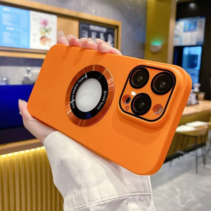 Mobilskal Allt-i-ett Linsfilm Läckagetikett Magnetiskt sug Frostat Komplett paket Skyddshölje