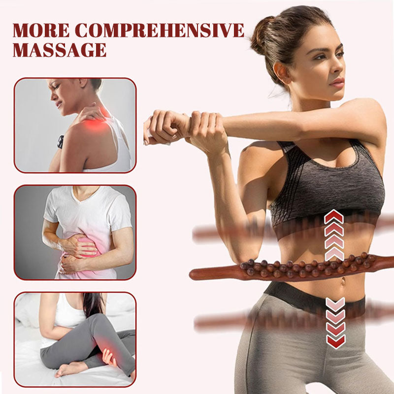 Massagestav i bokträ | Dubbel rad med kulor för magmassage och öppning av meridianerna
