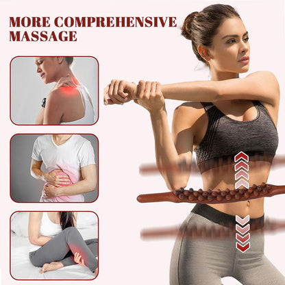 Massagestav i bokträ | Dubbel rad med kulor för magmassage och öppning av meridianerna