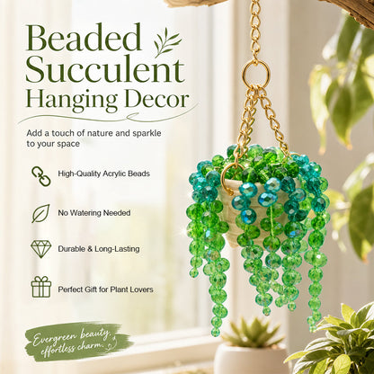 Sun-Kissed Beaded Succulent Hanging Decoration
