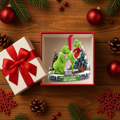 🎄 Styggt Grönt Par Julgranskulor – Julklapp 💚