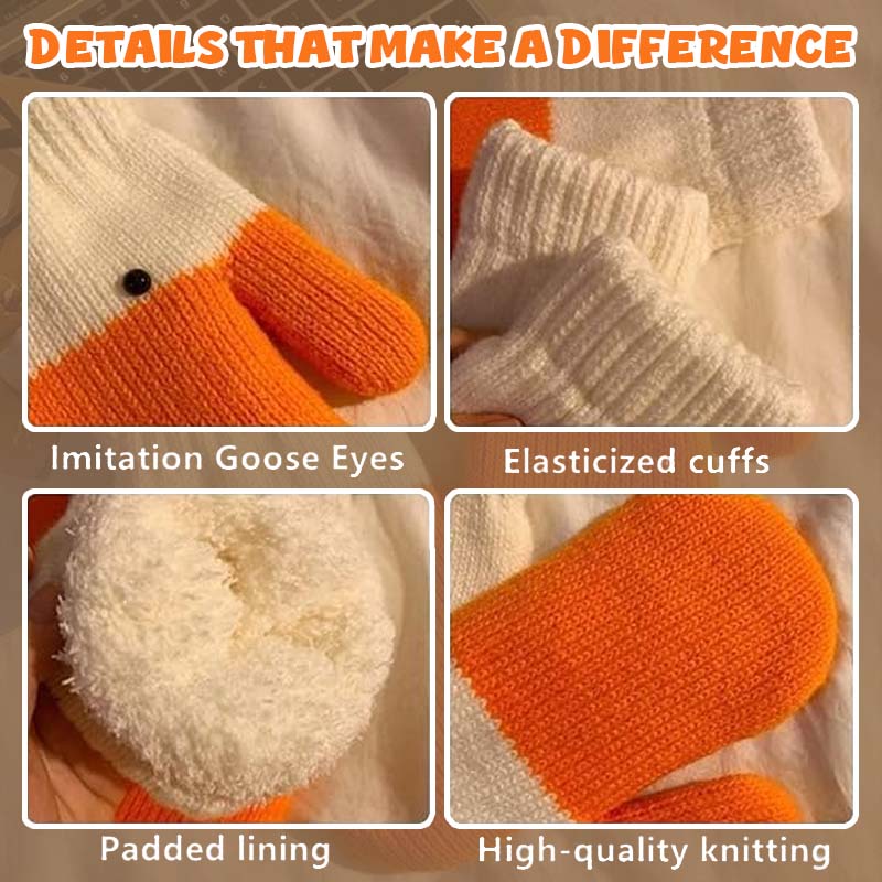 🧡🐥 Varmande Vinterhandskar med Söt Gåsdesign ❄️✨