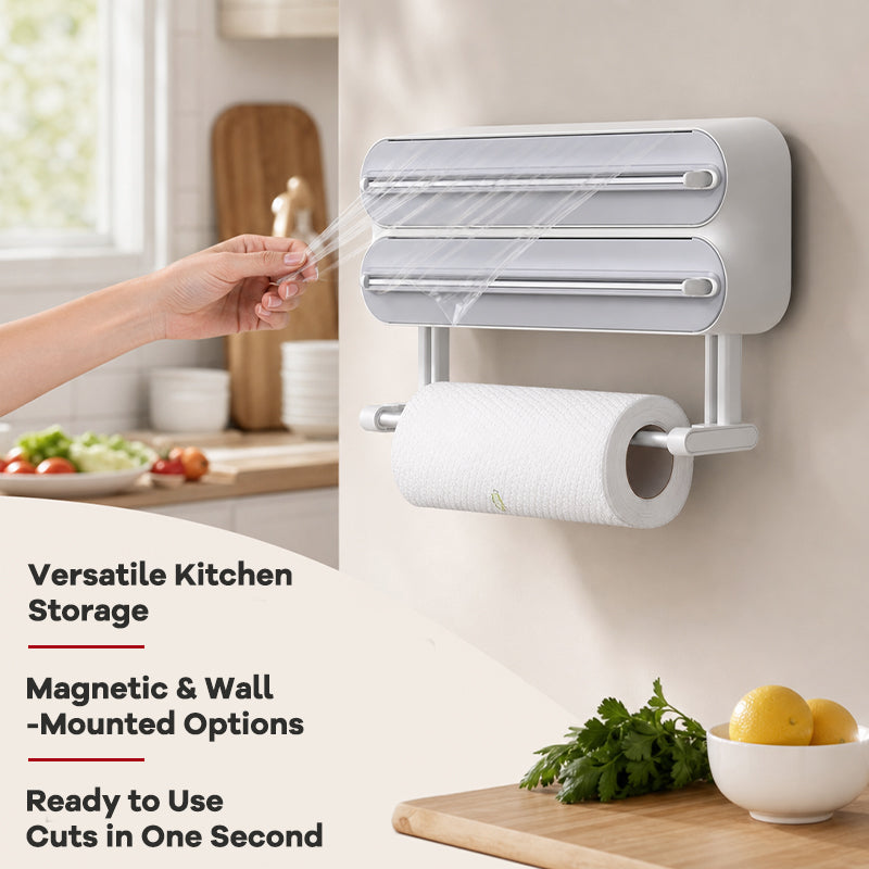 ✂️Kitchen Aluminum Foil Paper Plastic Wrap Storage Cutting Box 🍳
