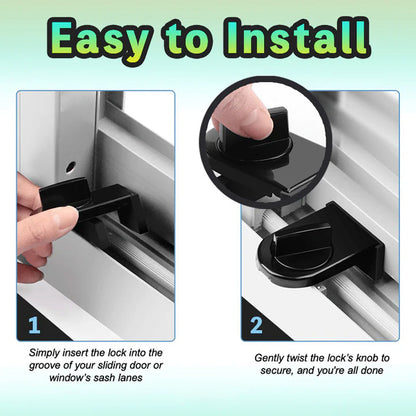 Stöldskyddande säkerhetslås för skjutdörrar och fönster