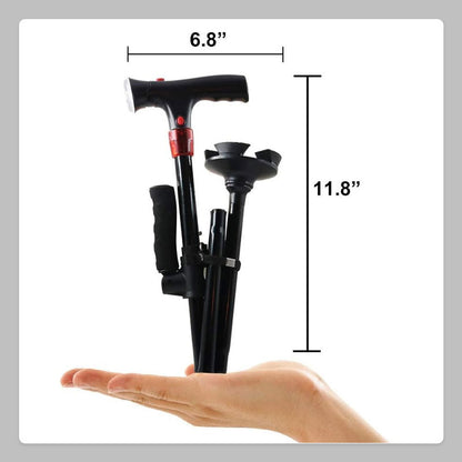 Larm LED Dubbelhandtag Äldrekäpp