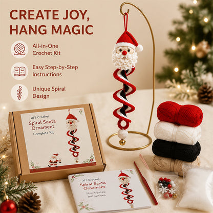 ☃️DIY Christmas Spiral Crochet Ornament Kit  | Complete Beginner-Friendly Set with Soft Yarn, Crochet Hook, Festive Beads, Snowflakes & Step-by-Step Guide 🧶🎄