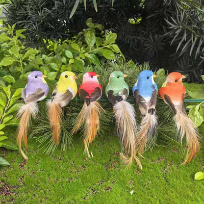 🐦 Artificial feathered birds with clip (12 pieces per pack)