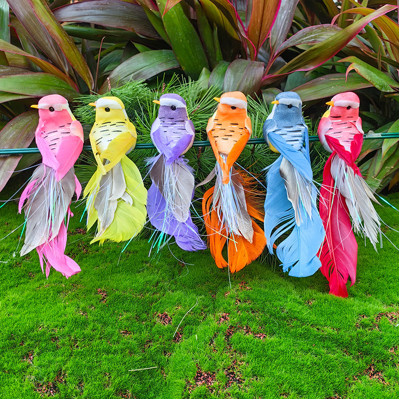 🐦 Artificial feathered birds with clip (12 pieces per pack)