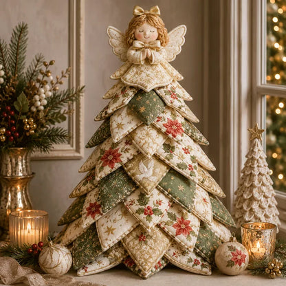 🎄🧵DIY Quilted Christmas Tree Kit – Handmade Fabric Holiday Tabletop Tree Decor