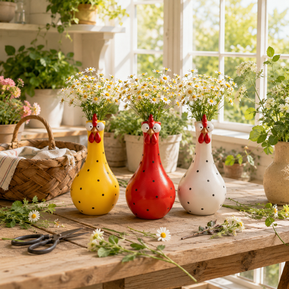 Cluck & Bloom-Whimsical Chicken Flower Vase