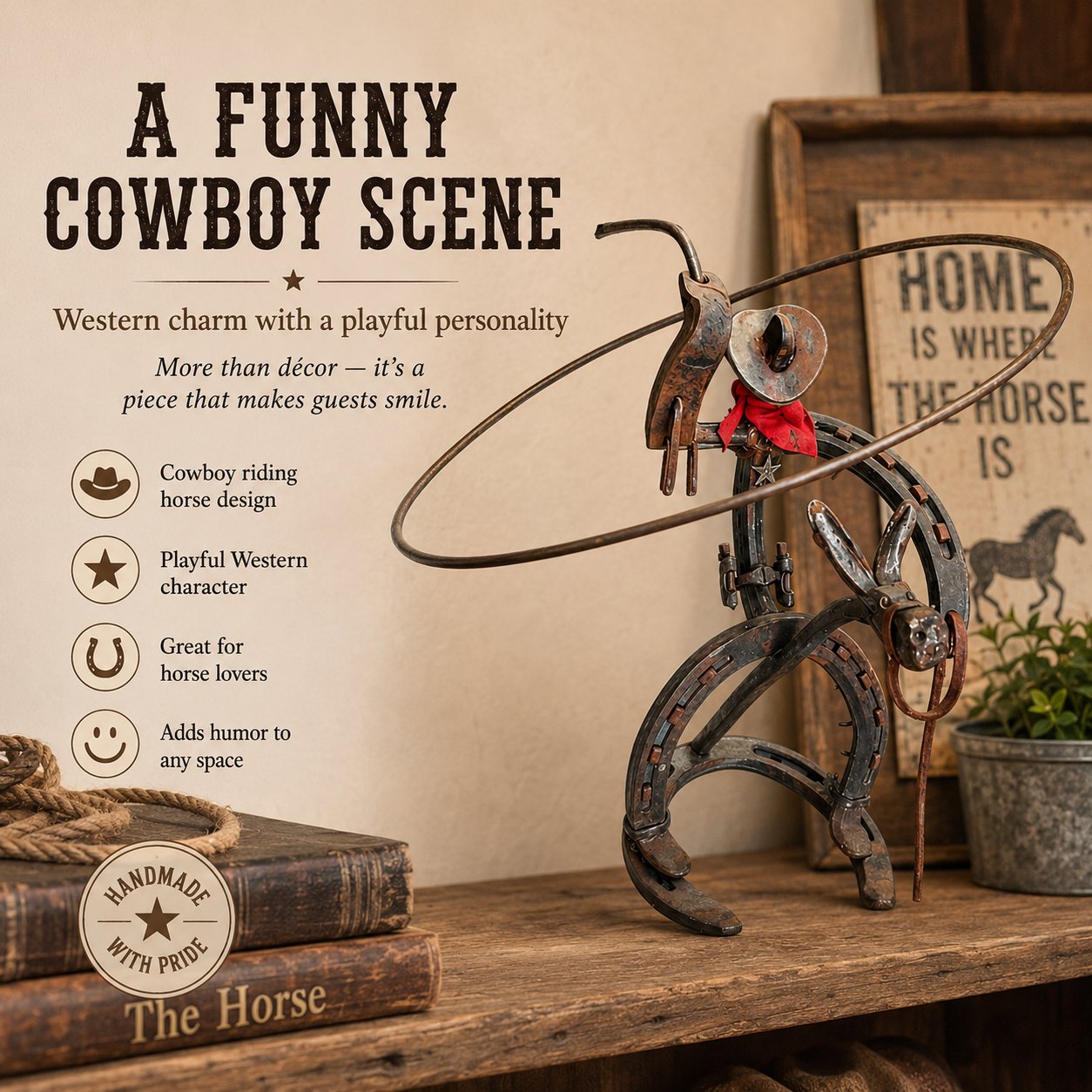 🤠 Handcrafted Funny Western Cowboy Ornament