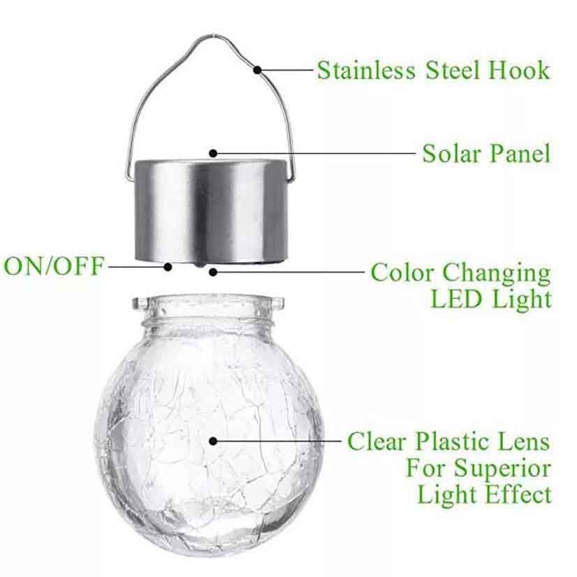 Solar Mosaic Crackle Globes LED trädgårdslampor/Solar Crack Glass LED Chandelier