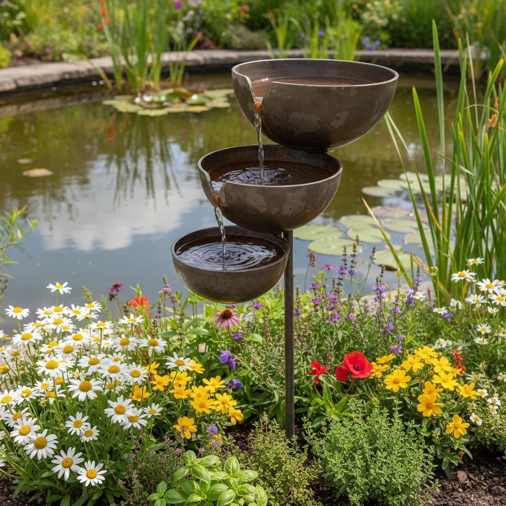 🐦Bring Life Back To Your Garden – 🌿Peaceful Cascading Rain Catcher Bird Bath For Welcoming Garden Wildlife🌿