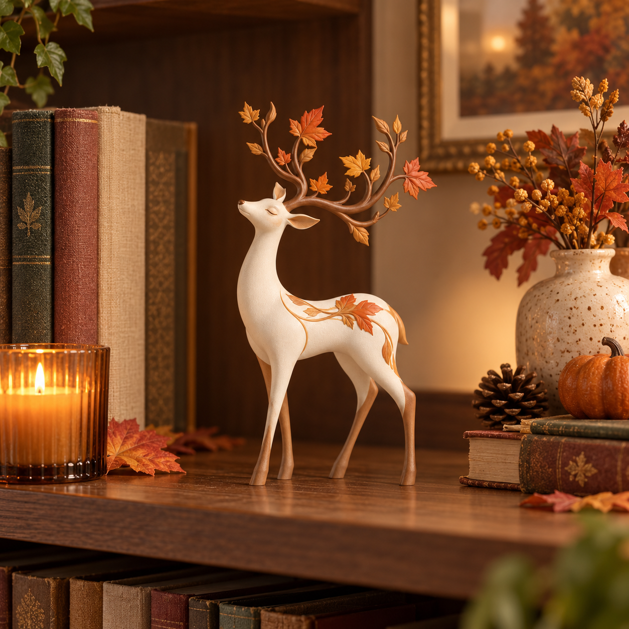 🍁Autumn Leaf Antler Deer Figurine🦌