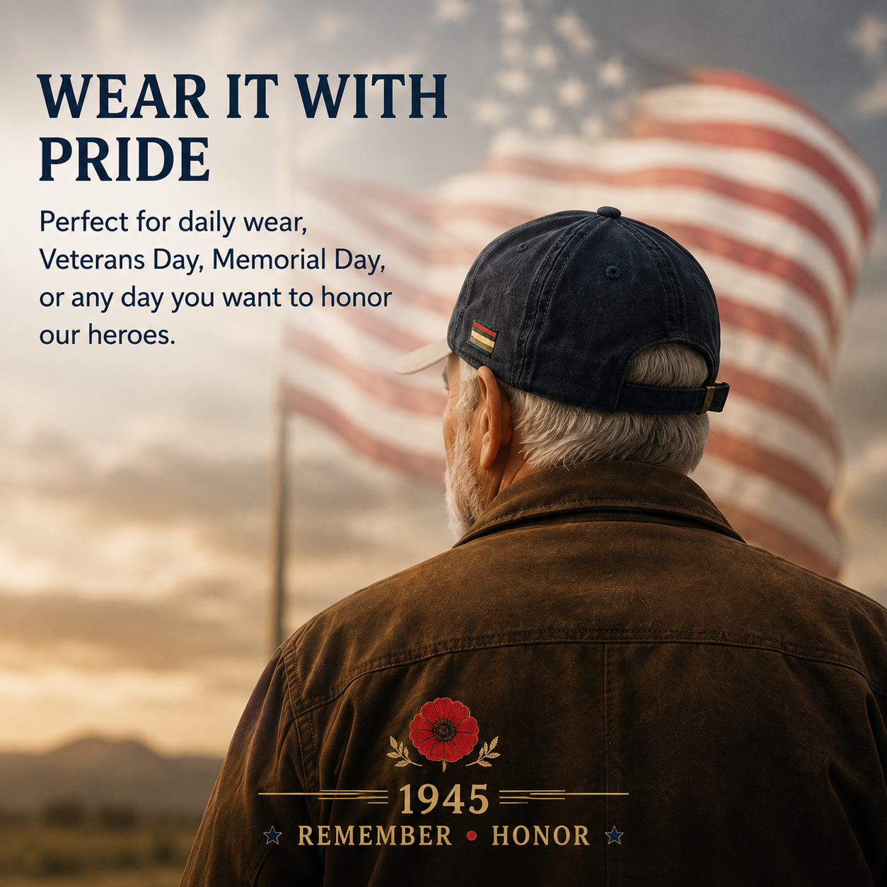 🎖️🌺 A Generation's Legacy — 1945 Remembrance Poppy Cap
