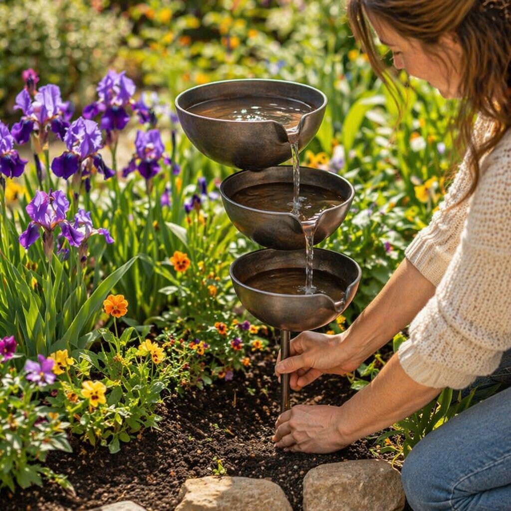 🐦Bring Life Back To Your Garden – 🌿Peaceful Cascading Rain Catcher Bird Bath For Welcoming Garden Wildlife🌿