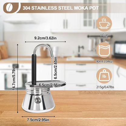 Classic 304 Stainless Steel Moka Pot
