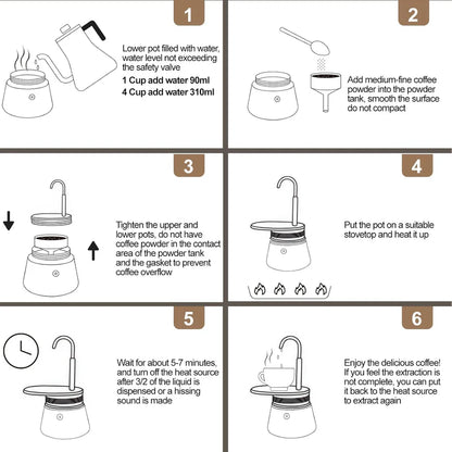 Classic 304 Stainless Steel Moka Pot