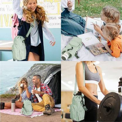 ✨Durable and waterproof💦Bottle holder sling bag with mobile phone pocket – cross-body bag