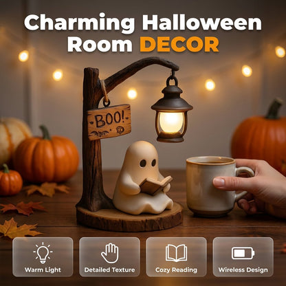 👻Reading Ghost LED Tree Light – Cosy Halloween Desk Decor 💡