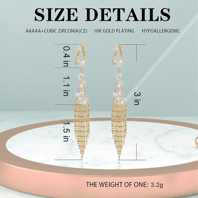 Guldpläterade Diamond Tassel Örhängen