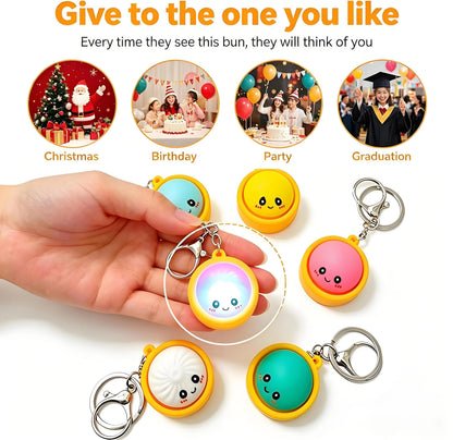 🔥  Cute Dumpling Pressable Fidget Keychain - touch sensing light