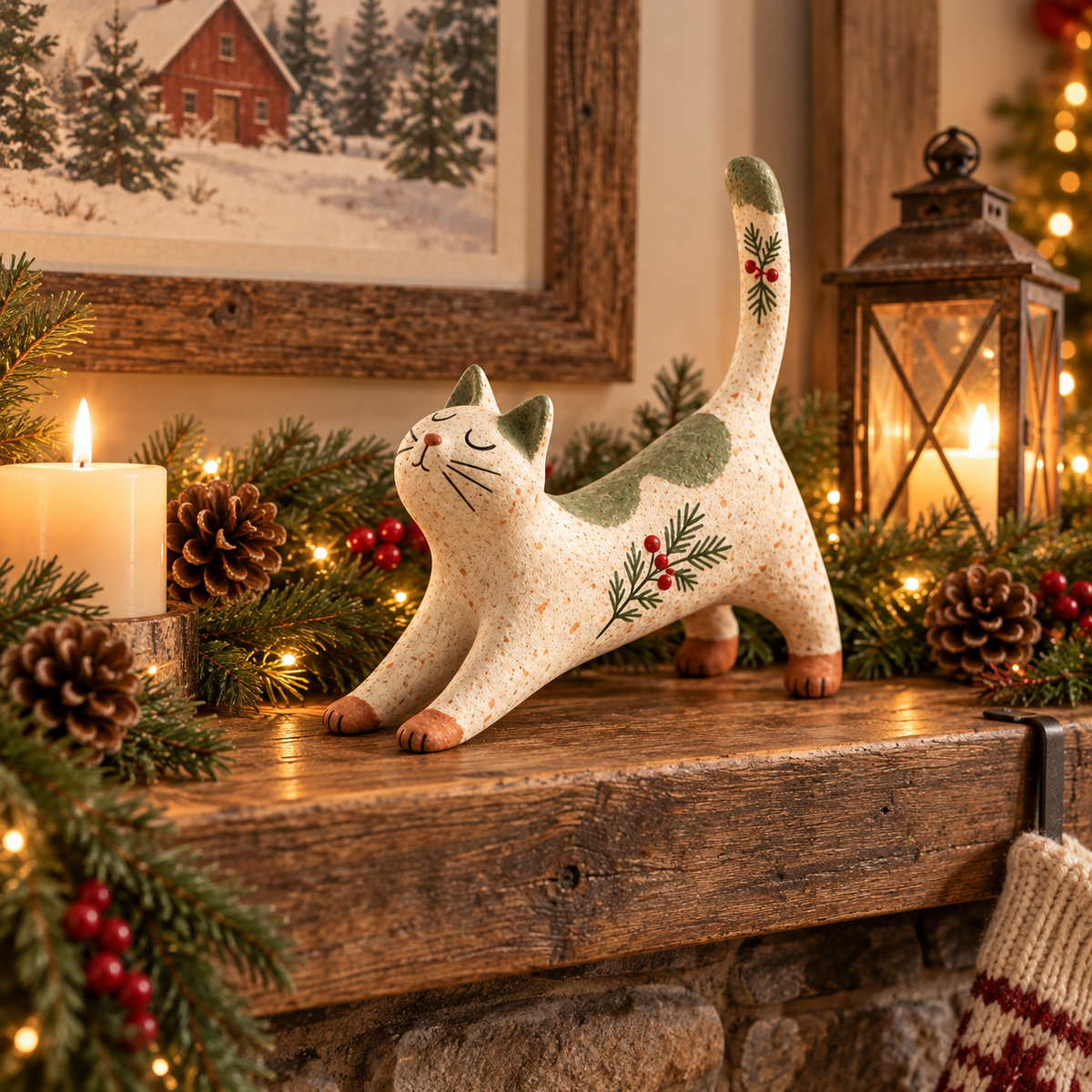 🐾Woodland Christmas Cat Figurine