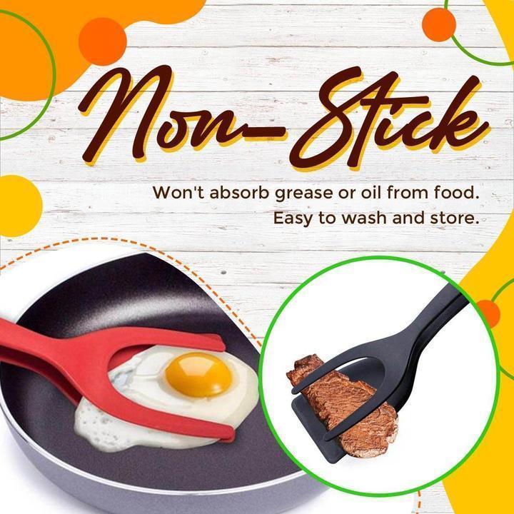 🥘🍳 2-in-1 Grip Flip Tongs with Silicone Tips – Non-Scratch, Non-Stick, Heat-Resistant ✨