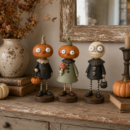 Primitive Pumpkin Friends – Vintage Halloween Figurines Collection