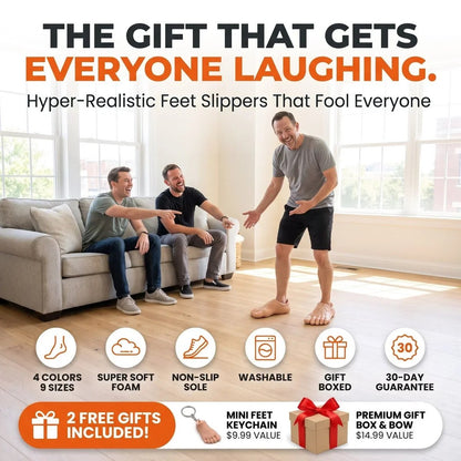 😂 Realistic Barefoot Slippers – Funny Giant Toe Slides, Hilarious Prank Gift 👣