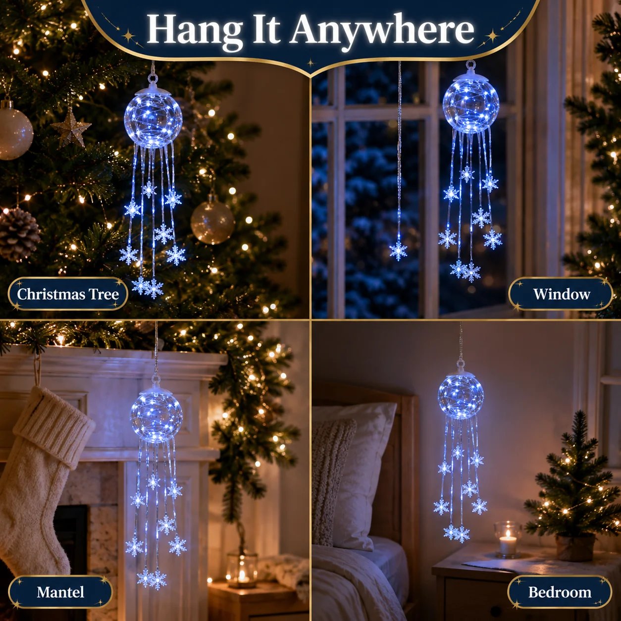 ❄️Winter Magic Snowflake Cascade – LED Hanging Christmas Ornament