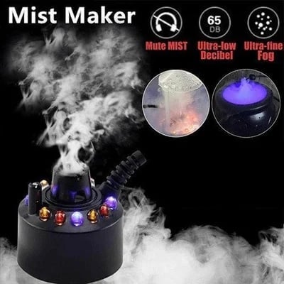 💨⚡ 12-LED Ultrasonic Mist Maker Fogger – Creates cool mist & colourful light – Perfect for humidifiers, fountains or Halloween decor – runs quietly in water 💧✨
