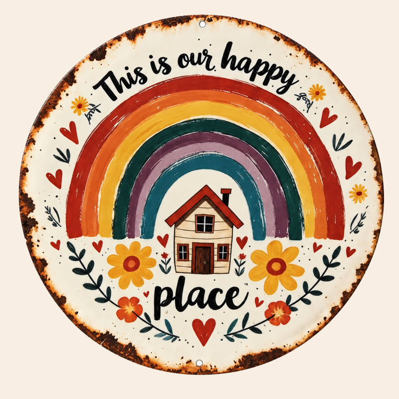 🌈Happy Little World Vintage Wall Sign