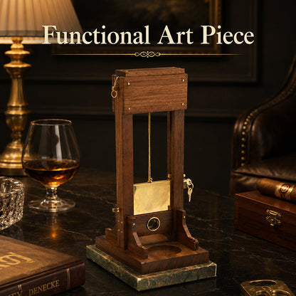 Executive Desktop Cigar Cutter – Vintage Guillotine-Style Cutter with Wood & Metal Display Base
