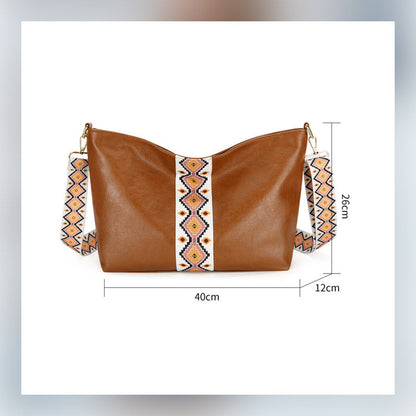 Boho Retro Colorblock Fashion Tote Crossbody-väska