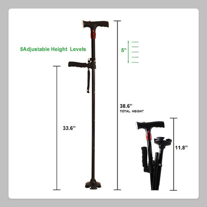 Larm LED Dubbelhandtag Äldrekäpp