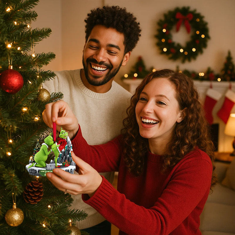 🎄 Styggt Grönt Par Julgranskulor – Julklapp 💚