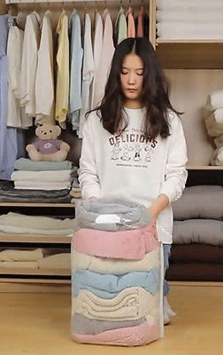 Återanvändbara förvaringspåsar med vakuumfri kompression