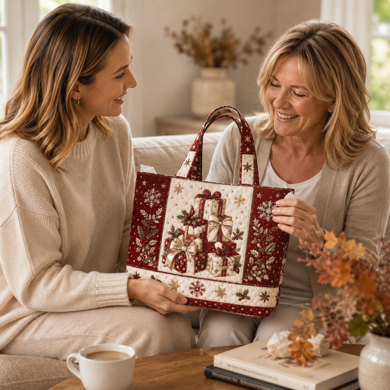 Vintage Santa Christmas Print Tote Bag | Festive Re‑usable Shopper