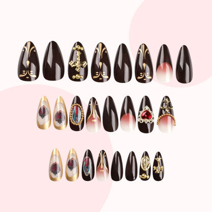 Påsättningsbara naglar med reliefkors nageldekorationer