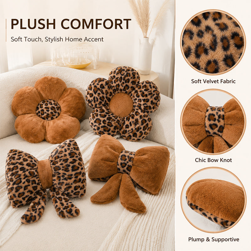 🐆🎀Leopard Print Bowknot Throw Pillow– Perfect for sofas, beds & boho decor ✨