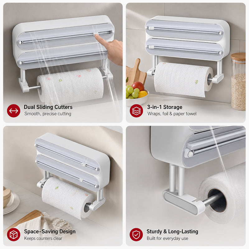 ✂️Kitchen Aluminum Foil Paper Plastic Wrap Storage Cutting Box 🍳
