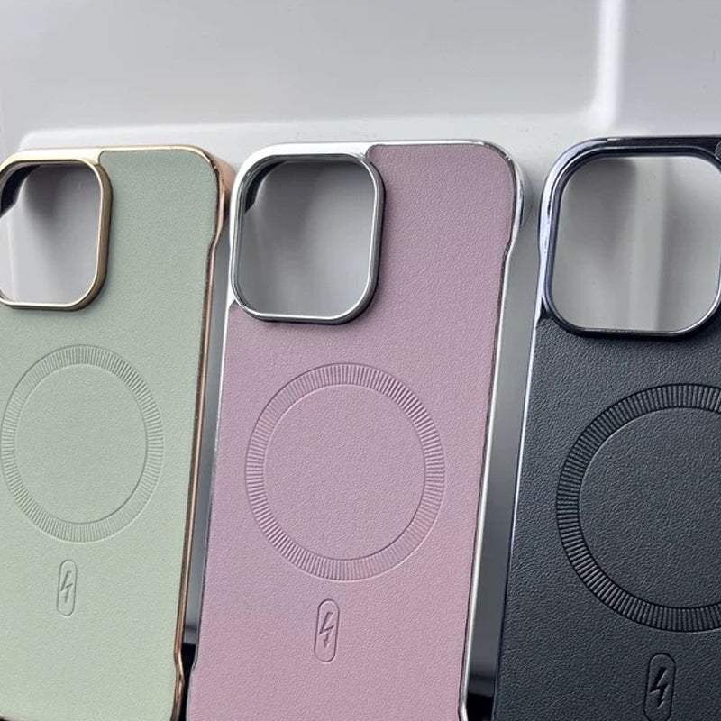 Ramlöst Läder Magnetiskt Elektropläterat Mobiltelefonfodral