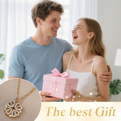 Ett hjärt-till-hjärta dubbelt slitage öppet stängt fyrklöverhalsband