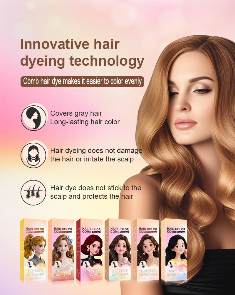 🧴3-in-1 hair dye comb | Easy hair dyeing at home with a built-in brush