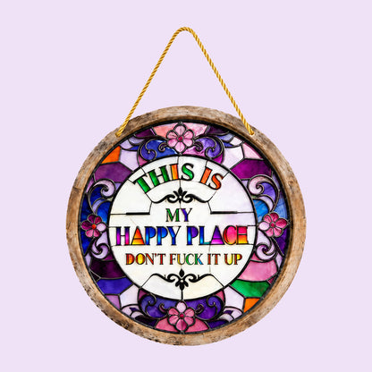 🌈Stained Glass Happy Place Hanging Decor🏡