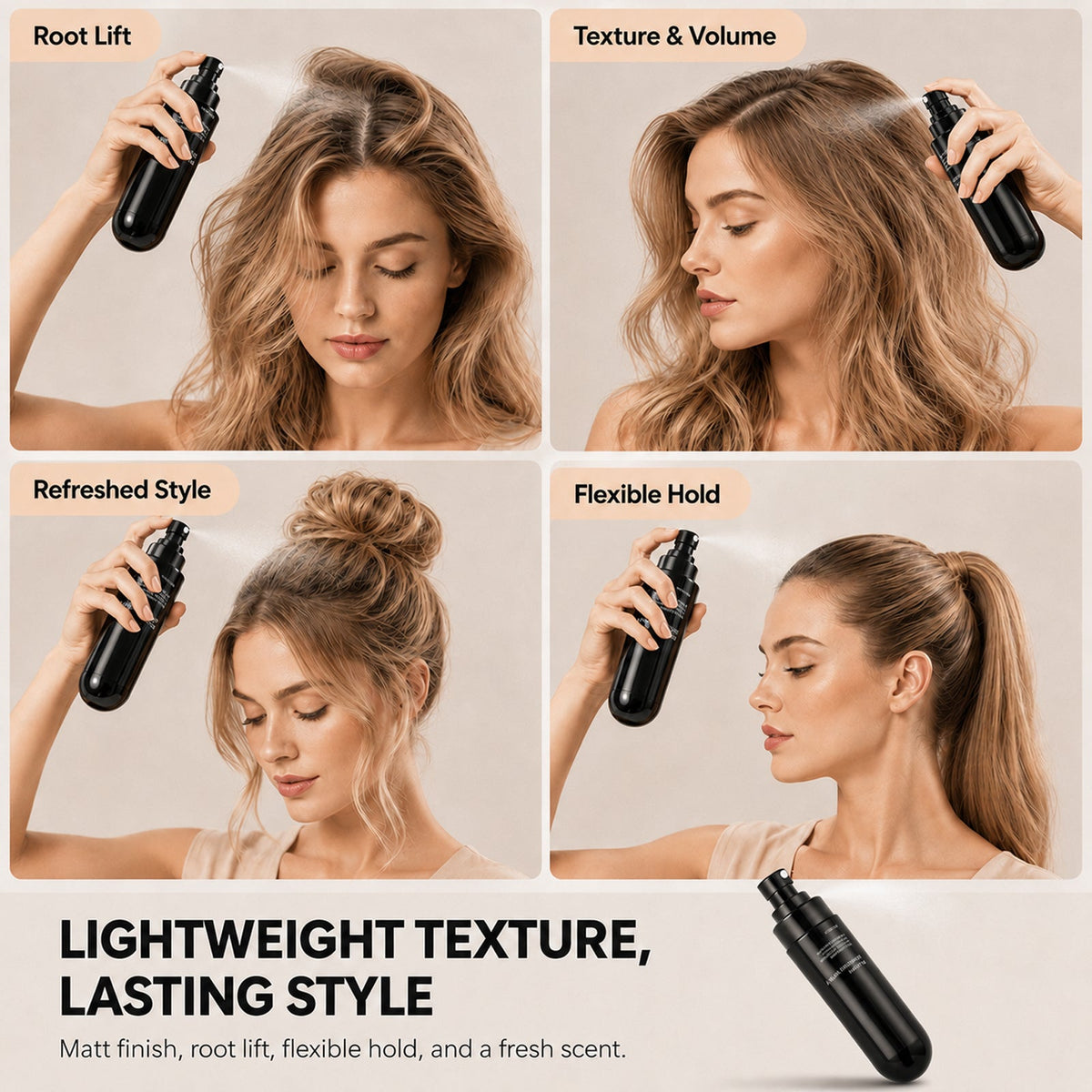 🍑Fluffy Volumizing Hair Shaping Spray, Long-Lasting Peach Scent Mist