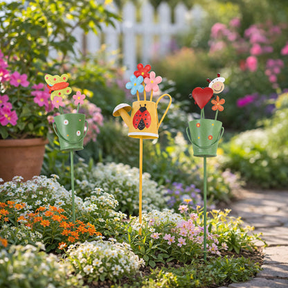 🌸 Colorful Metal Garden Stake Decor