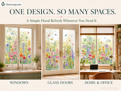 💐Colorful Floral Bouquet Window Sticker🖼️ Make Your Window Beautiful in Seconds! Cut to any size you like!